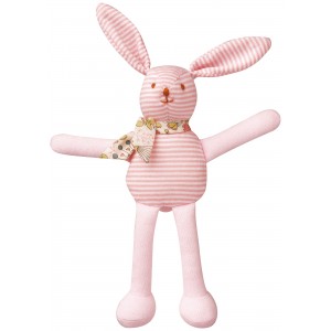 Grossiste Hochet lapin raye rose 16 cm