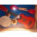 Jouet Coffret Instruments de musique enfant GUITARE TAMBOURIN TRIANGLE MARAKAS CYMBALE