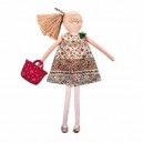 Jouet Grande poupée robe à fleur rouge liberty 50 cm