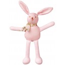 Jouet Hochet lapin rayé rose 16 cm